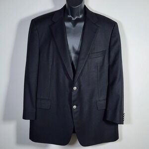 Samuelsohn Blazer Mens 46 Regular Black Wool Crest Buttons Union Made Canada